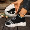 Fashion 2025 Women's Fashion Striped Knitted Fabric Sneakers Stretch Cloth Slip on Casual Socks Shoes Non-slip Soft-soled Running Shoes