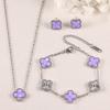 Four-leaf Clover Three-piece Set Bracelet Necklace and Earrings Colorfast Luxurious and Fashionable