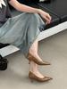 Shallow Single Shoes Women Wear High-end French Retro High Heels Versatile Soft Leather Pointed Women's Shoes Soft Soles Are Not Tired