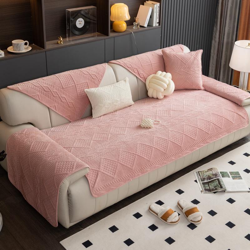 

Cream Wind Crystal Velvet Sofa Cushion Autumn And Winter New Fixed Non-Slip Leather Sofa Special Cover Sofa Cushion Cloth 70*70cm