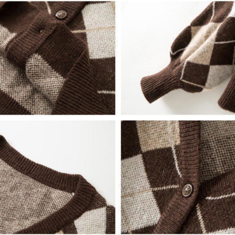 Pull Tricoté Rétro à Manches Longues Et Col Rond Pour Femme Imprimé