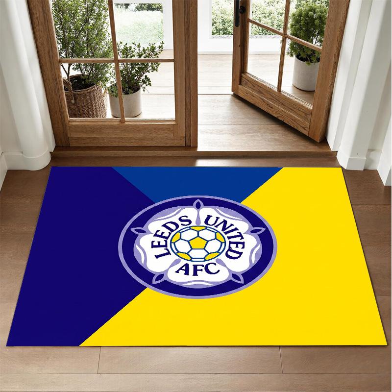Leeds United Football Design Crystal Velvet Rug Soft Decorative Mat for Bedroom Entrance