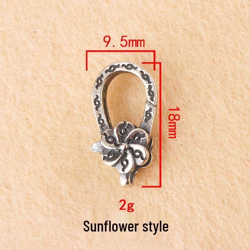 Retro Floral Pearl Necklace & S925 Sterling Silver Bracelet with Connector Clasp