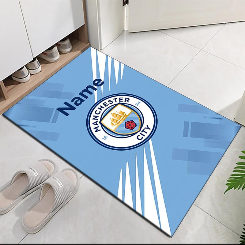 Custom Name Manchester City Printed Carpet Rug For Office Chair Living Room Bedroom Kitchen Room Decor Gifts