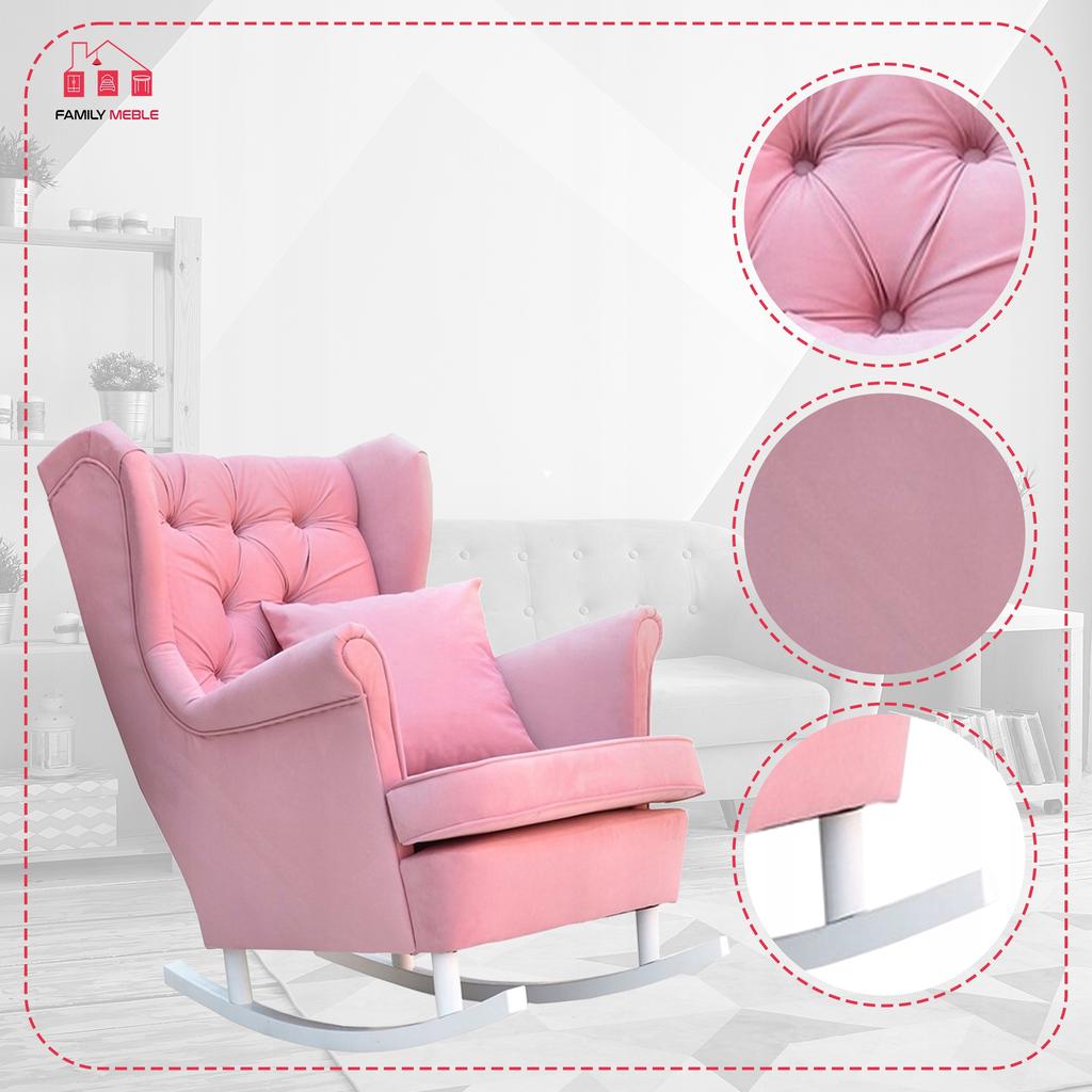 Scandinavian Wingback Rocking Chair Gaja Family Furniture Heather Pink Living Room