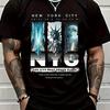 Unisexs New York Sky Free Pattern Statue of Liberty and City Landscape Printed Tshirt Casual Edition Suitable for All Seasons