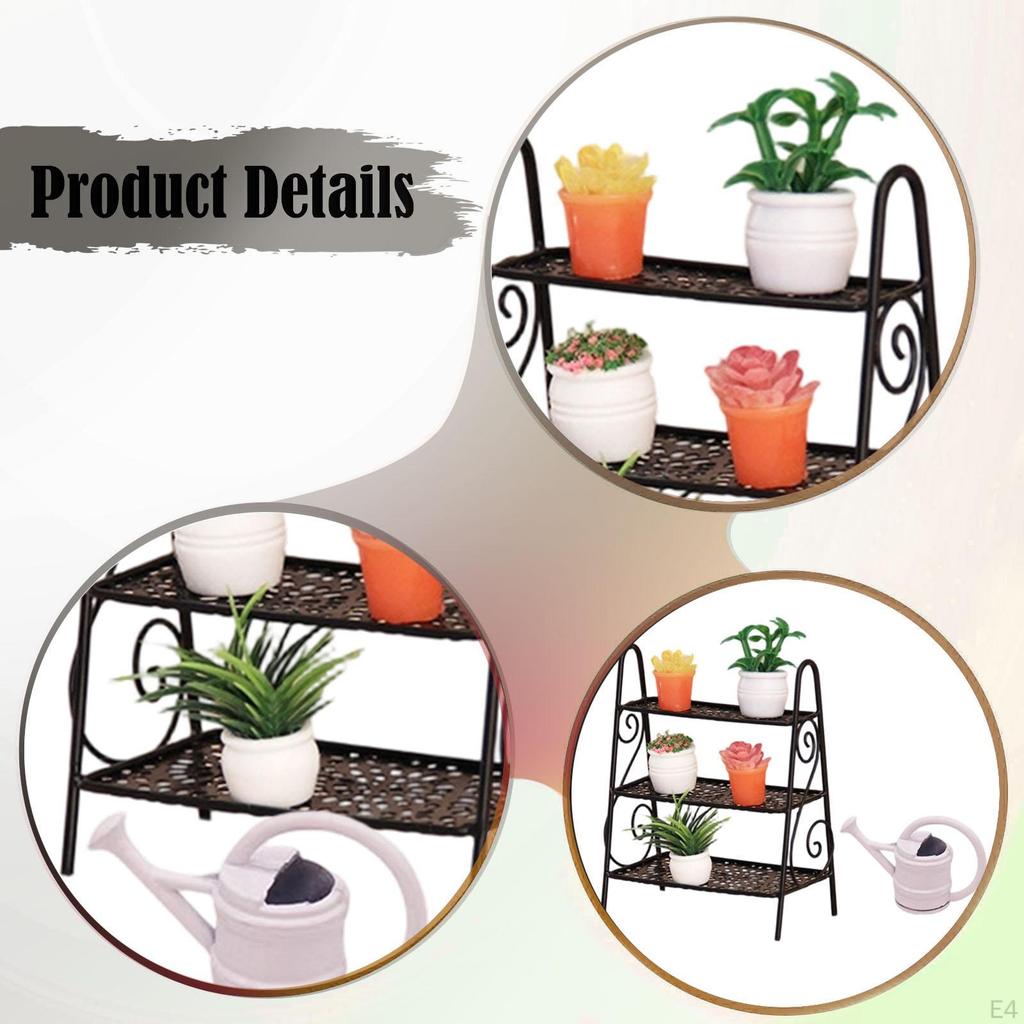 Dollhouse Accessories Doll House Decor Mini Plant Stand Set Micro Landscape Photo Props