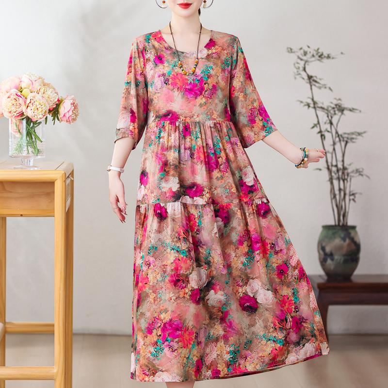 

Большие размеры Повседневные женские платья Летняя винтажная одежда с короткими рукавами Элегантное длинное платье 5XL