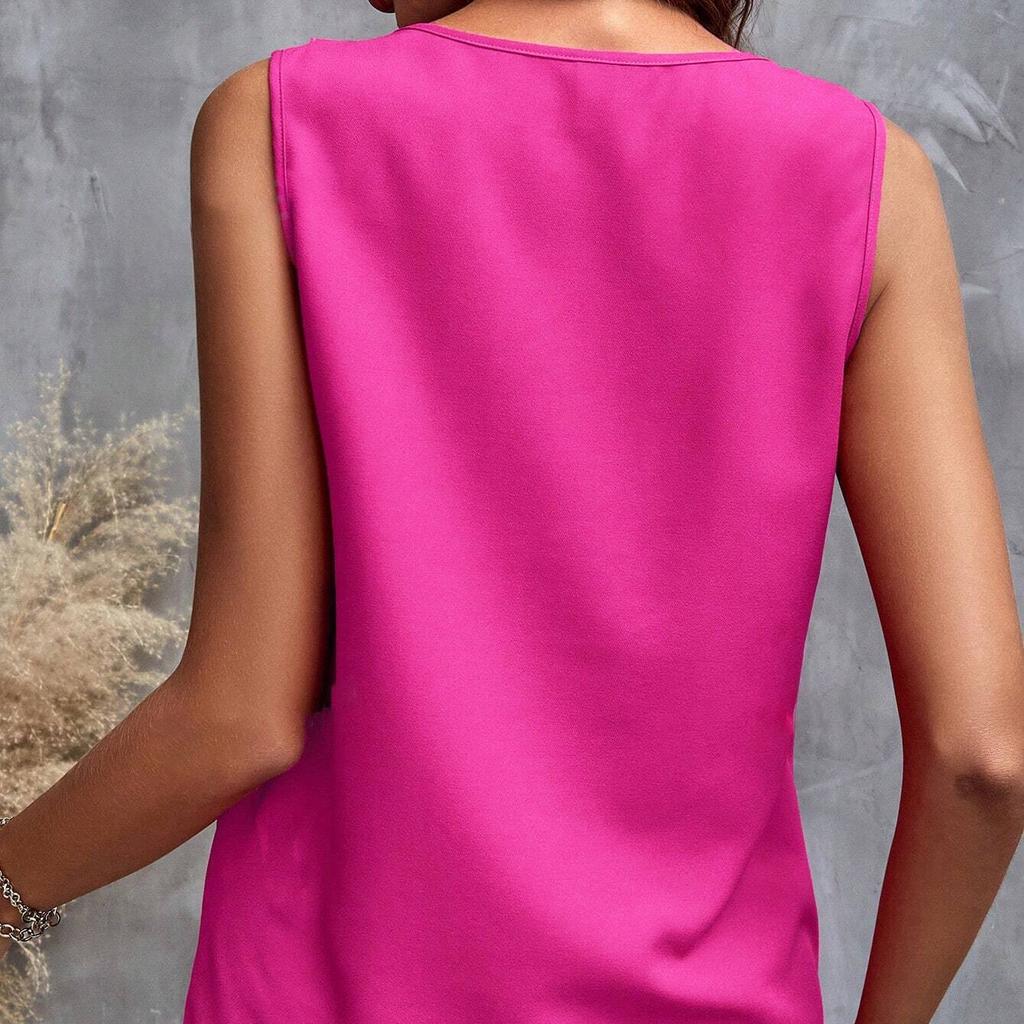 GMXIA Women's Vest V-neck Ruffled Fresh Sweet Sleeveless Top