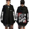 System A Down Bluza z kapturem na zamek Mężczyźni Kobiety Rock Vintage Polarowa Kurtka zapinana na zamek Męska Lata 90. Alternatywny Metal Gadżety Bluza rozpinana