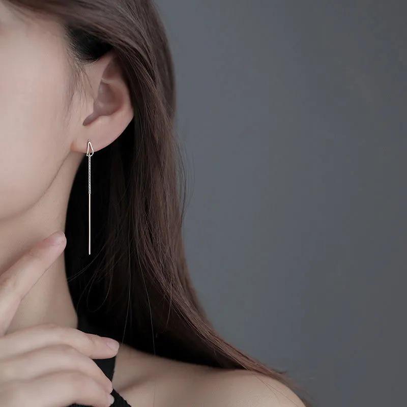 Water Drop Ear Thread Earrings: Simple Korean Style, Long Dangle for Women's Unique Temperament