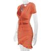 Women's Deep V-neck Hollowed-out Peplum Wrap Hip Sexy Dress