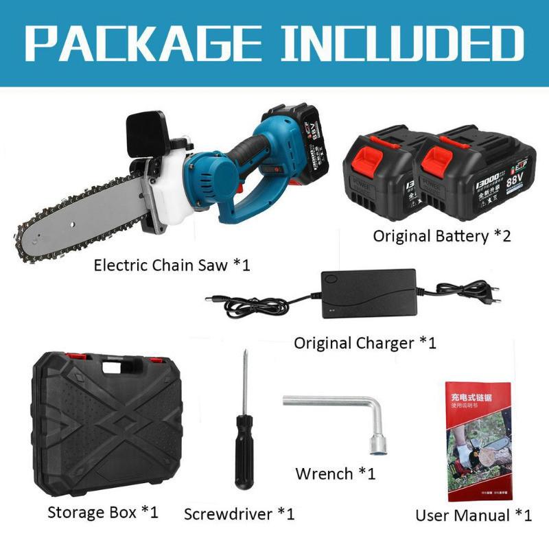 1200W 8-Inch Rechargeable Electric Saw Chainsaw  Brushless Motor Woodworking Cutter Tool