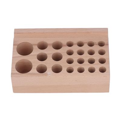 Porta Attrezzi per Lavorazione Cuoio 24 Fori Legno di Faggio ad Alta Resistenza Supporto per Punzoni in Legno Porta Attrezzi in Legno per Scalpelli