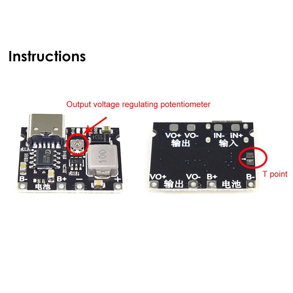 2PCS 18650 Lithium Battery Charger Module Charging Board With Protection 3.7V to 5V 9V DC-DC Step Up Converter Module Type-C