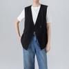 Black Suit Vest Women's V-neck Commuter Versatile Sleeveless Vest Tencel Wool Blended Vest Women's Overlay