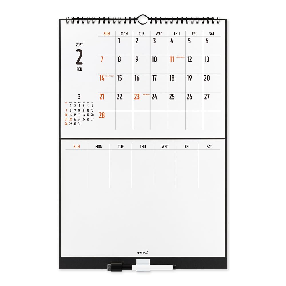Midori 2027 Wall Whiteboard Size 31426006 Calendar, Calendar, M,