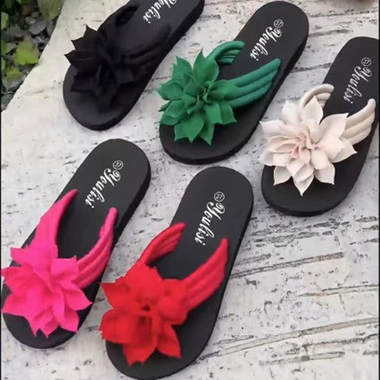 2026 Plus Size Women's Floral Toe Post Flip-Flops: Unisex Summer Sandals