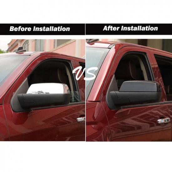 2X For 2014-2018 Chevy Silverado / GMC Sierra GLOSS BLACK Top Half Mirror Covers