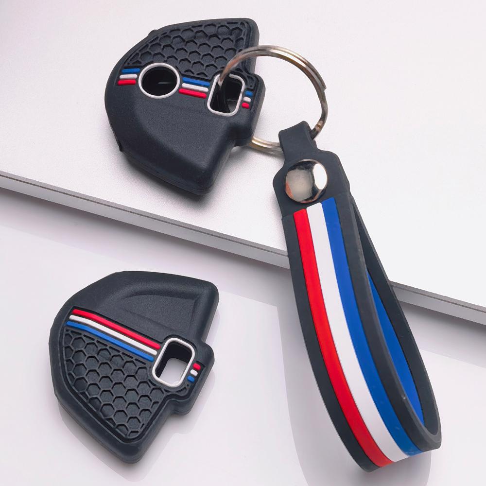Anti Lost Silicone Keychain Lanyard for BMW G310R G310GS F750GS F850GS with Keychain Honeycomb Texture Racing Stripe Moto Smart Key Shell Protector