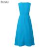 ZANZEA Women Casual Square Collar Summer Sleeveless Dress