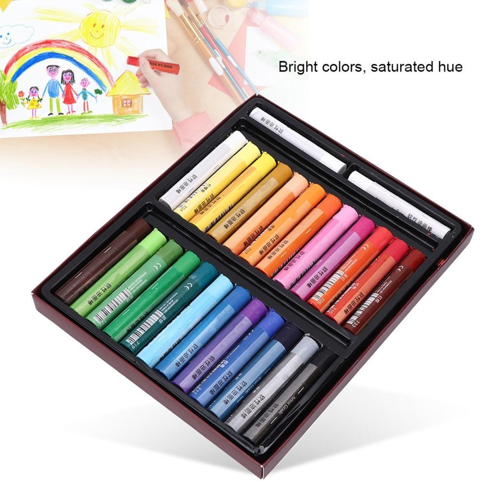 24Colors + 2 White Oil Pastel Set Soft Crayon Simple Surface Wiping Oil Pastel Art Class Creation Textured Colors