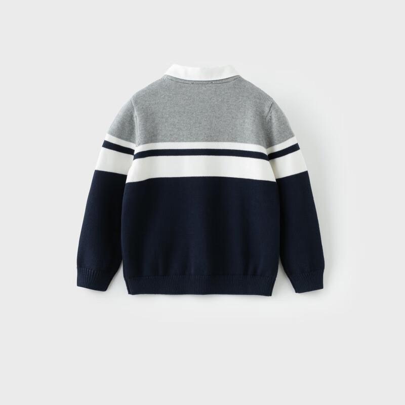 Boys  Preppy Style Faux Two-Piece Sweater 120