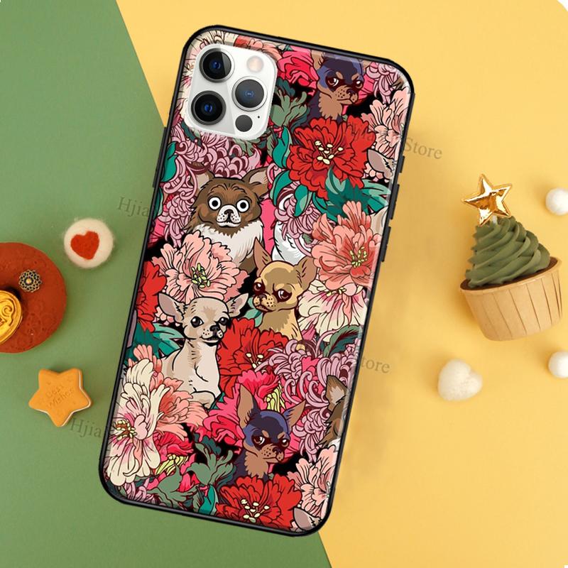 Chihuahua Face Floral Dog Case For Apple iPhone 13 12 Mini 11 14 Pro Max XS X XR 6S 7 8 Plus 5S SE 2020 Phone Cover
