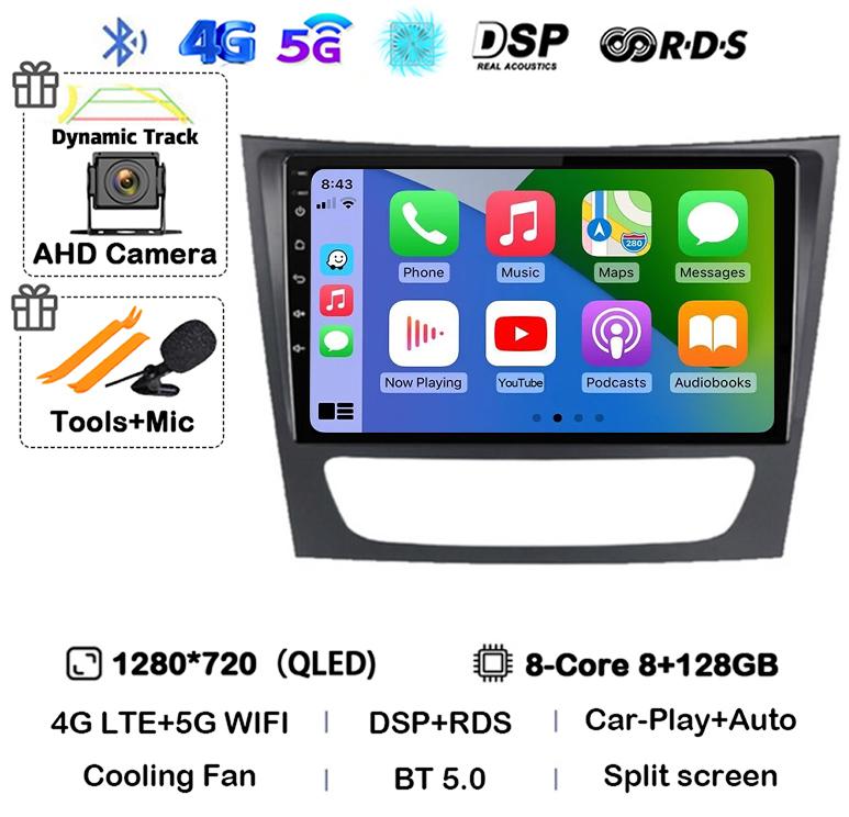 Android 14 Auto Carplay Car Radio For Mercedes Benz E-class W211 E200 E220 E300 E350 E240 CLS 2002-2010 Multimedia Player Stereo