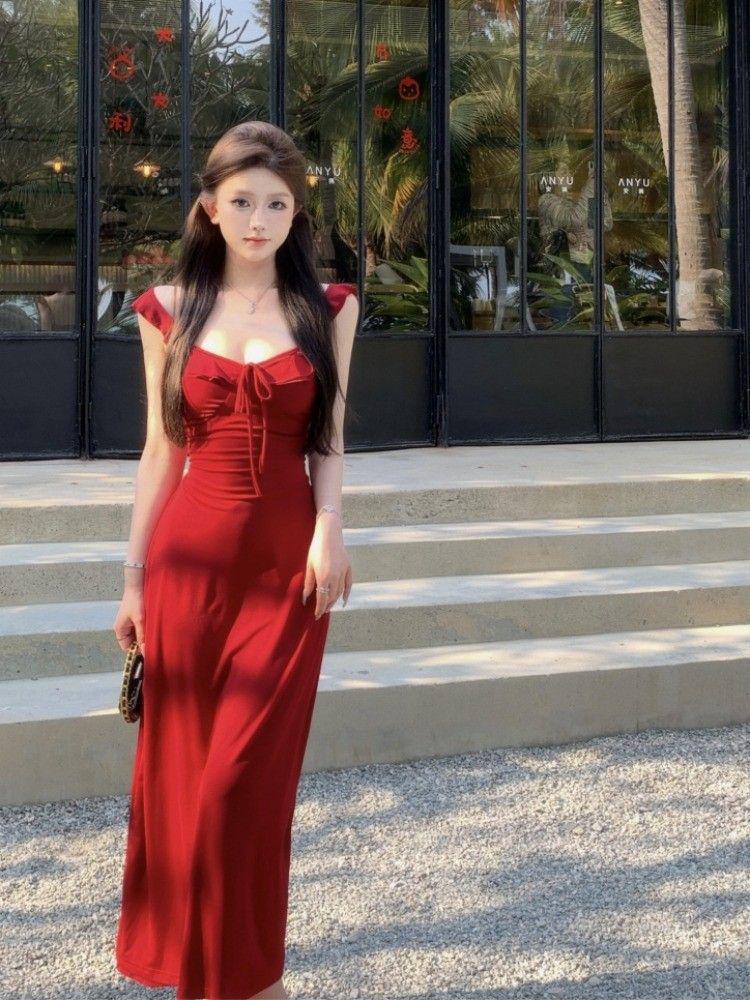 Enchanting White Spaghetti Strap Backless Summer Dress - Fairy-Inspired Beachwear 2026 L