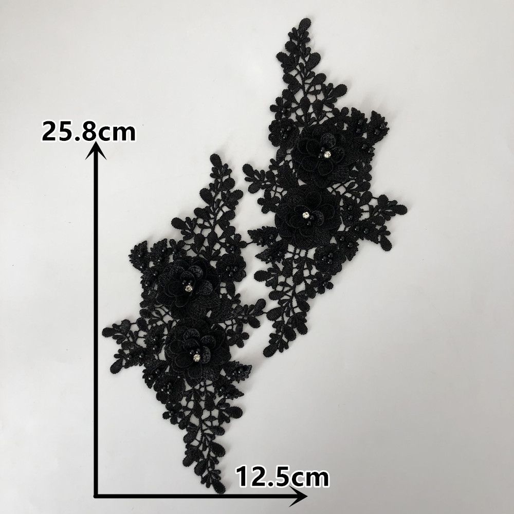 Black And White I Polyester Hollow Embroidery Beads Drills Sewing Lace Diy Decoration With Clothing Collar Accessories