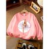 European Sizes Kids' Fashion Ballet Print Long-Sleeve Crewneck Sweatshirt