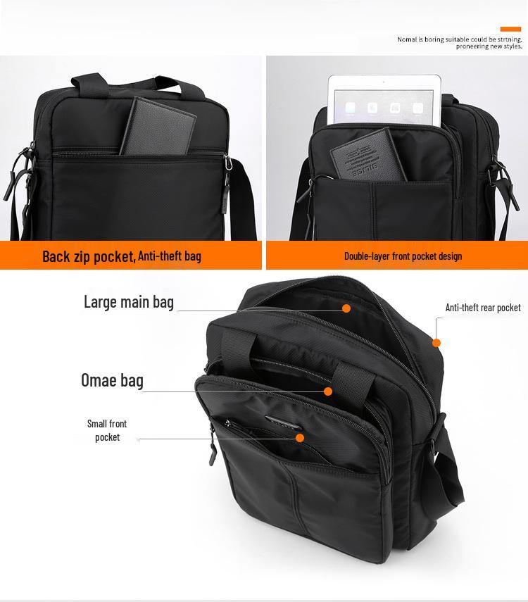Herren-Einfarbiger Polyester-Crossbody-Rucksack – Große Kapazität, Lässiges Business-Vertikales Design