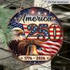2D Plat, 1 Stuk Rond Aluminium Amerika 250ste Verjaardag Metalen Bord, 1776-2026 Patriottische Adelaar & Liberty Bell Wandbord, Vintage Amerikaanse Vlag