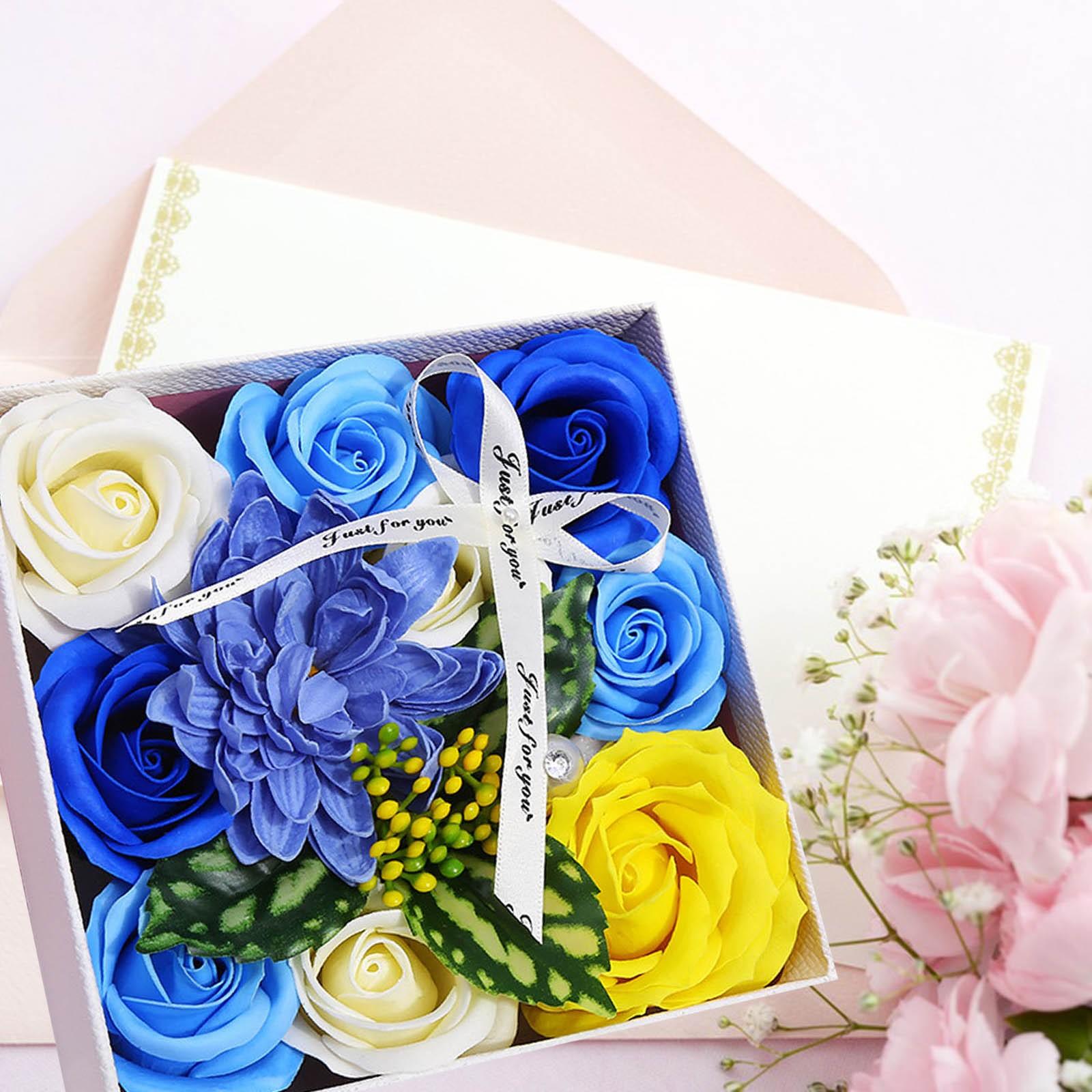 Floral Luxury Beautiful Floral Rose/Carnation Flower Soap With Stem Oil Flower Soap Gift Box Artificial Plants For Outside Hogar One Size синий