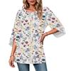 Women's Color Neck Three-Quarter Sleeve Casual Top