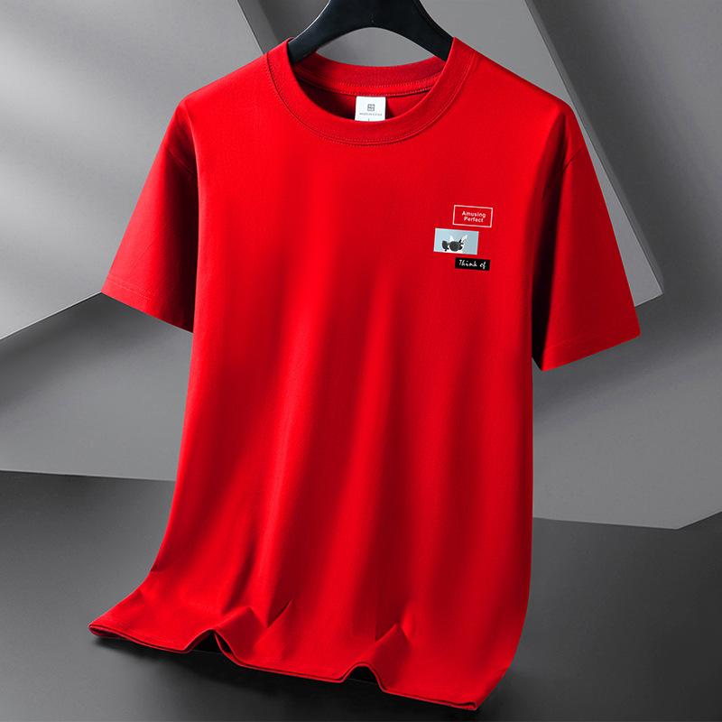Teenager Boys Summer Loose Short Sleeve O Neck Printed Pullover Brathable Cotton T-shirt