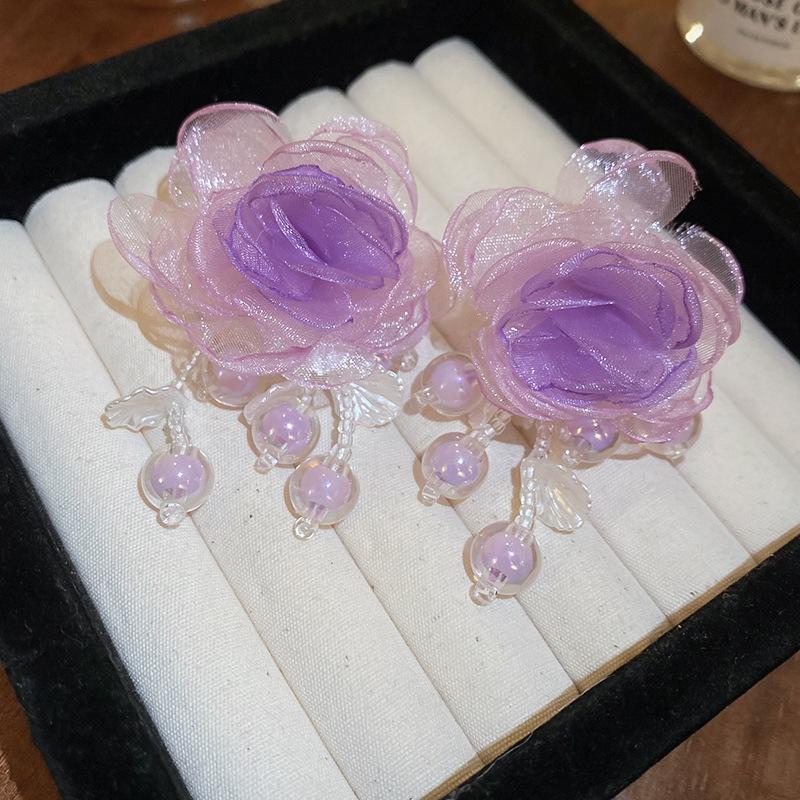 Elegant Fairy Tassel Flower Earrings - Fresh Forest Style for Women