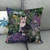 Lovely Cat Sleeping In The Garden Colorful Pillowcase Funny Animal Linen Cushion Cover Home Decor Seat Throw Pillow Covers