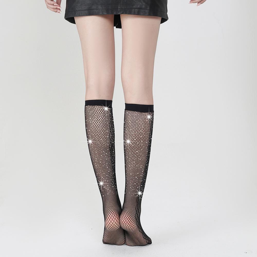 European and American Sparkling Diamond Short Socks for Women - Solid Color Mid Tube, Hot Selling TZ5005