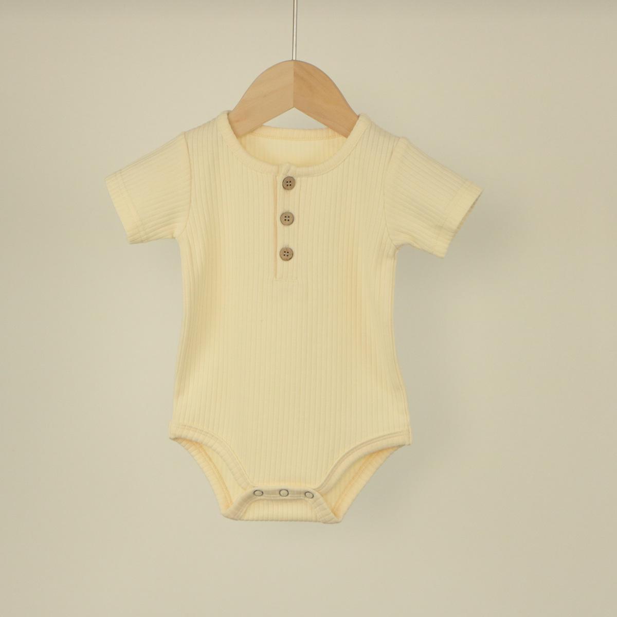 

Комбинезон с коротким рукавом в рубчик для новорожденных - Унисекс наряд на весну-осень 59 cm/3M