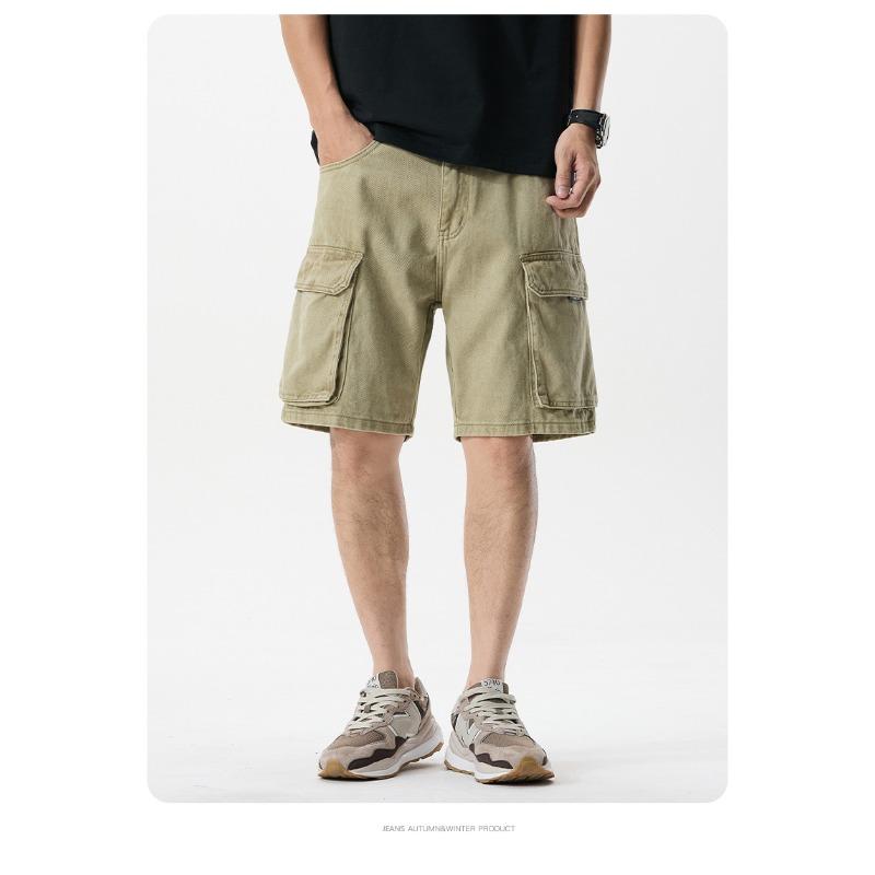 

New Summer Japanese Loose 5-point Pants Shorts Large Pocket Jeans Five-point Medium Pants 3XL