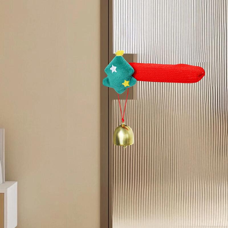 1PC Christmas Room Cloth Bell Door Handle Gloves Gift Cartoon Decoration Santa Claus Protective Cover Festival