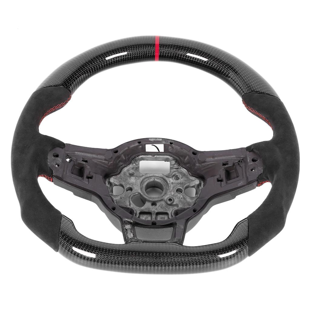 Carbon Fiber Steering Wheel Suede Fit for Mk7 Mk7.5 GTD R 2013 2020 Red Stitching