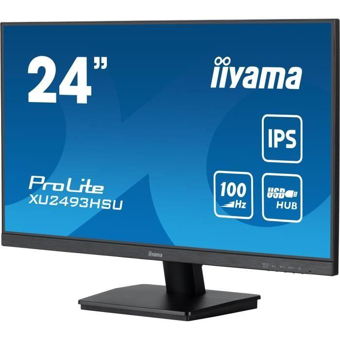 Écran PC - IIYAMA - ProLite XU2493HSU-B6 - 24" FHD - Dalle IPS - 100Hz - 1ms - HDMI/DP - Haut-parleurs - Noir mat