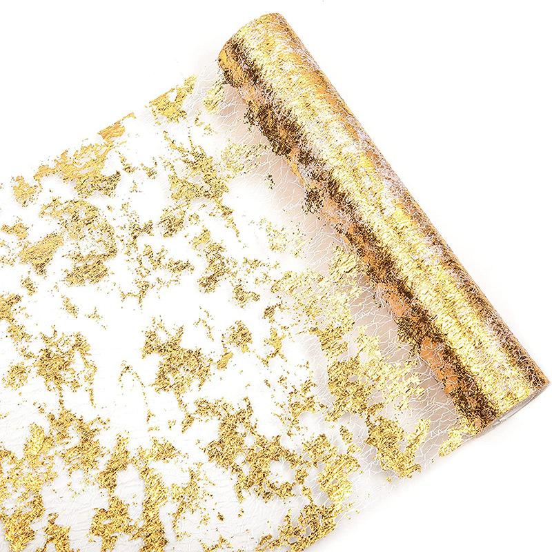 Gold Foil Mesh Table Flag For Festive Party Wedding Decoration Luxurious Gold Table Runner Perfect For Home And Event Decor Table Flag