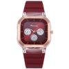 New Fashion Women Watches Silicone Square Quartz Watch Decorative Three Eyes Wristwatch Relogio Feminino Watch Women Clocks Hour