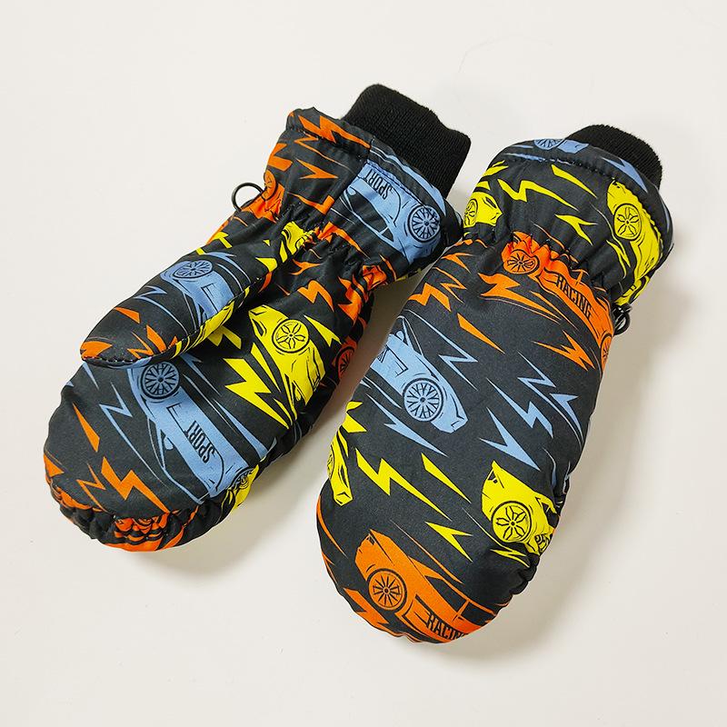 Cozy Winter Cartoon Fleece-Lined Gloves for Girls, Ages 2-5