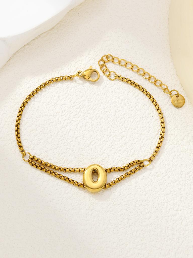 New stainless steel wholesale 26 English letters double-layer ring gold-plated bracelet