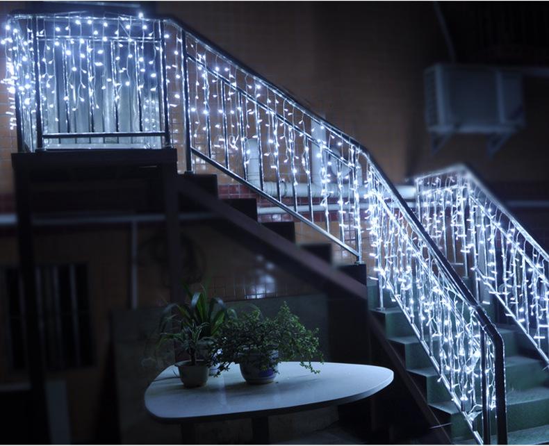 Outdoor Waterproof LED Starry Icicle Fairy String Lights - Holiday Flashing Curtain Decoration